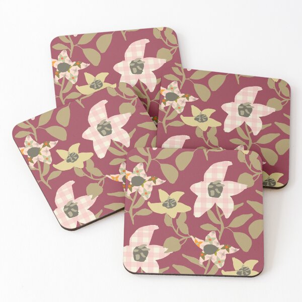 Item preview, Sunflowers collage style pattern on dark pink designed and sold by RRuffieuxStudio.