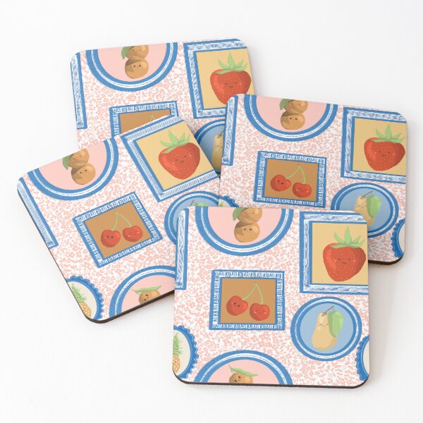 Item preview, Cute fruit families in picture frames with floral wallpaper designed and sold by RRuffieuxStudio.