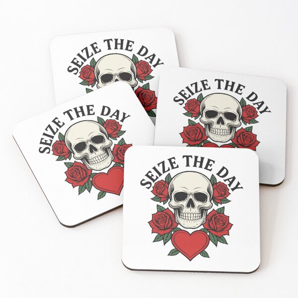 Item preview, Skull design with roses and heart symbolizes seizing the day in bold artwork designed and sold by Ai-Cases-Store.