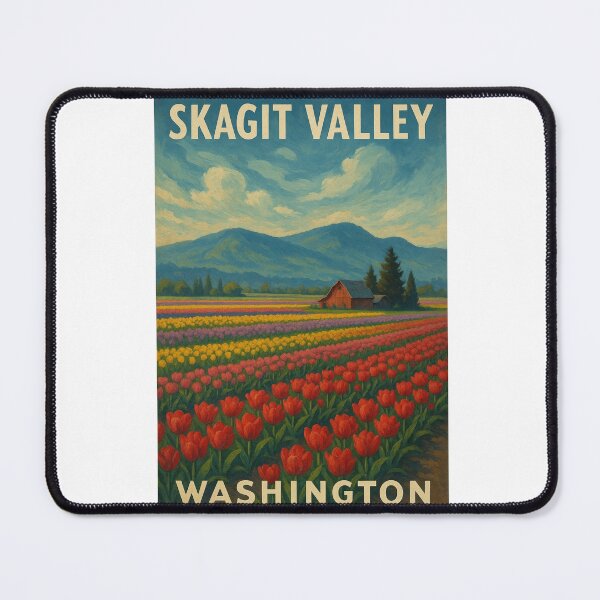 Item preview, Skagit Valley Washington Tulip Fields and Red Barn designed and sold by Aryabek.