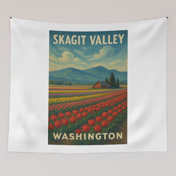 Item preview, Skagit Valley Washington Tulip Fields and Red Barn designed and sold by Aryabek.