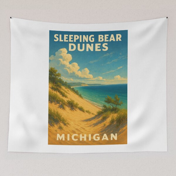 Item preview, Sleeping Bear Dunes Michigan Overlook with Lake Michigan designed and sold by Aryabek.