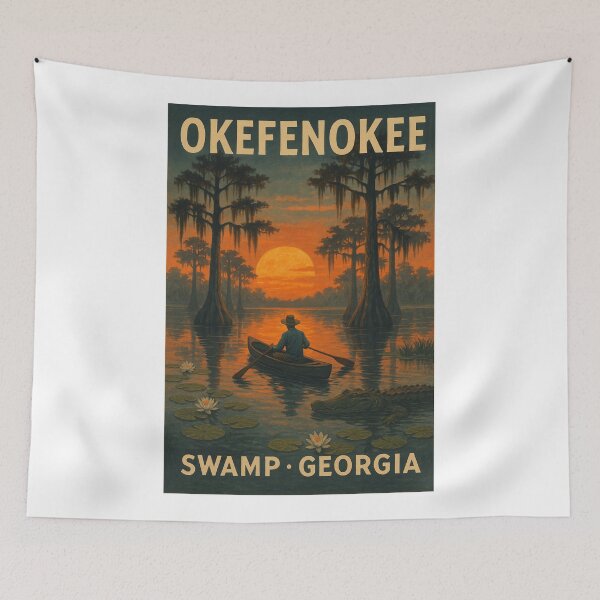 Item preview, Okefenokee Swamp Georgia Sunset and Cypress Trees designed and sold by Aryabek.