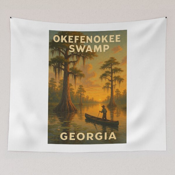 Item preview, Okefenokee Swamp Georgia Sunrise and Canoe Explorer designed and sold by Aryabek.