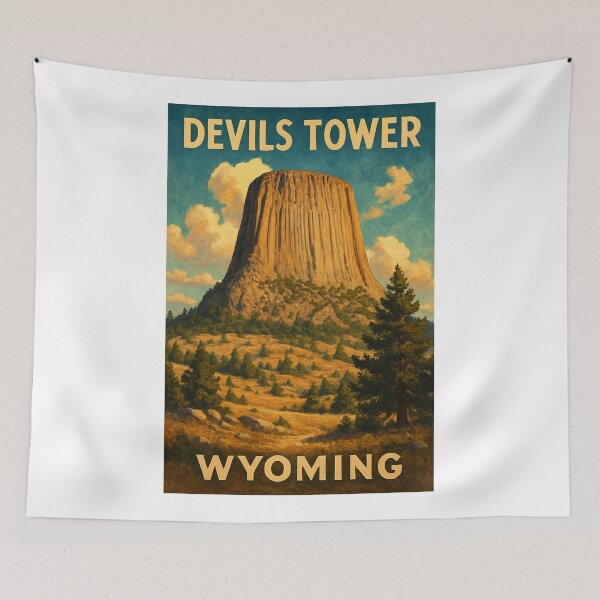 Item preview, Devils Tower Wyoming Volcanic Monolith and Forest designed and sold by Aryabek.