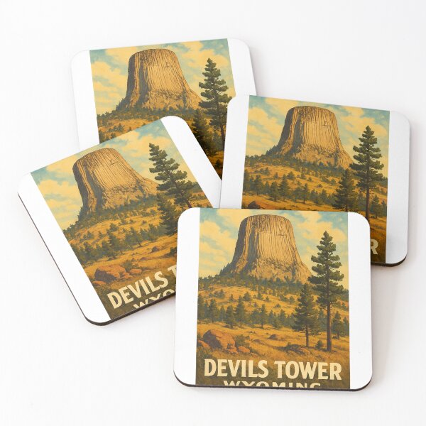 Item preview, Devils Tower Wyoming Towering Rock Formation and Pine Forest designed and sold by Aryabek.