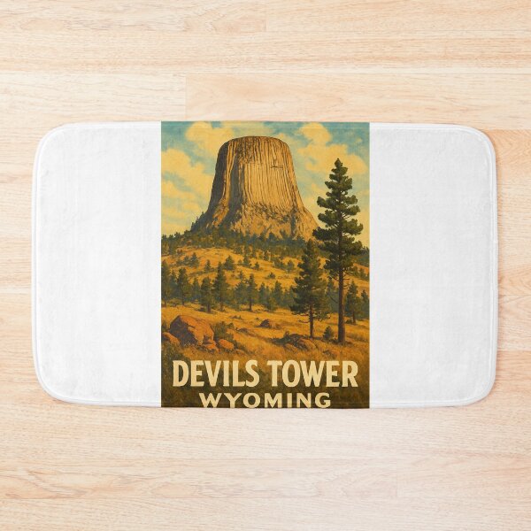 Item preview, Devils Tower Wyoming Towering Rock Formation and Pine Forest designed and sold by Aryabek.