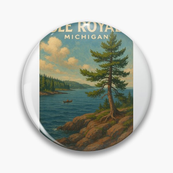 Item preview, Isle Royale National Park Michigan Rocky Shoreline and Canoe designed and sold by Aryabek.