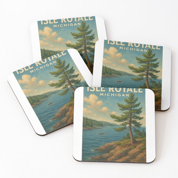 Item preview, Isle Royale National Park Michigan Rocky Shoreline and Canoe designed and sold by Aryabek.