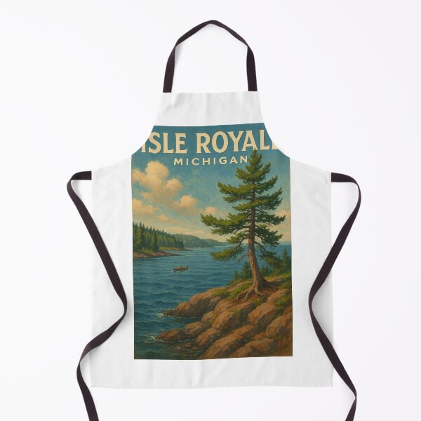 Item preview, Isle Royale National Park Michigan Rocky Shoreline and Canoe designed and sold by Aryabek.