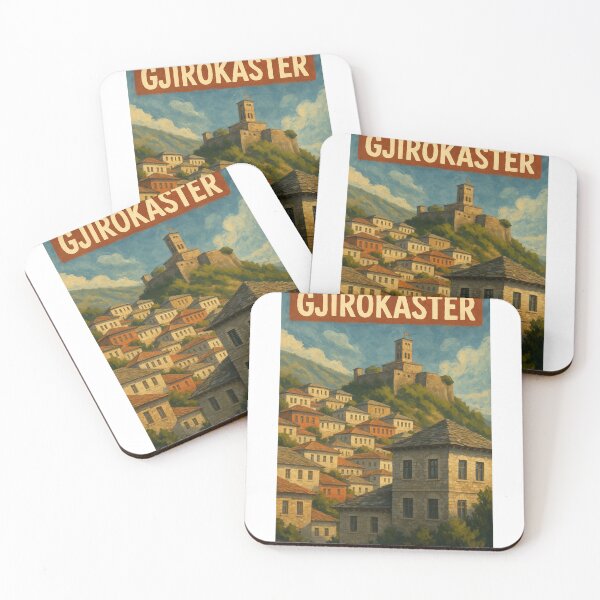 Item preview, Gjirokastër Albania Casas de piedra y castillo en la cima de una colina designed and sold by Aryabek.