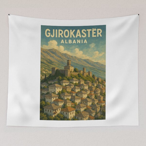 Item preview, Gjirokastër Albania Castle Overlooking Historic Town designed and sold by Aryabek.