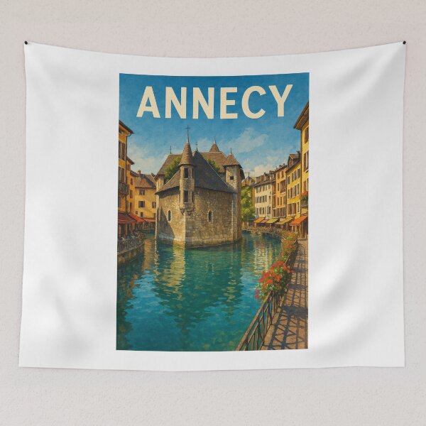 Item preview, Annecy France Historic Canal View and Palais de l’Isle designed and sold by Aryabek.