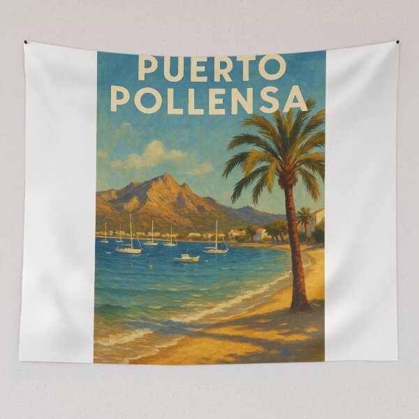 Item preview, Puerto Pollensa Mallorca Palm Tree Coastline at Sunset designed and sold by Places On Earth.