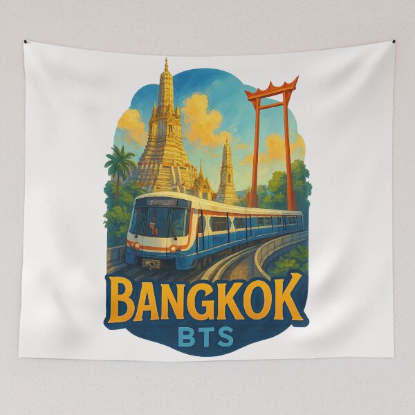 Item preview, Bangkok BTS with Wat Arun and Giant Swing designed and sold by Places On Earth.