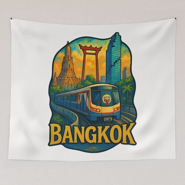 Item preview, Bangkok Transit Overlook with Landmark Skyline BTS Train designed and sold by Places On Earth.