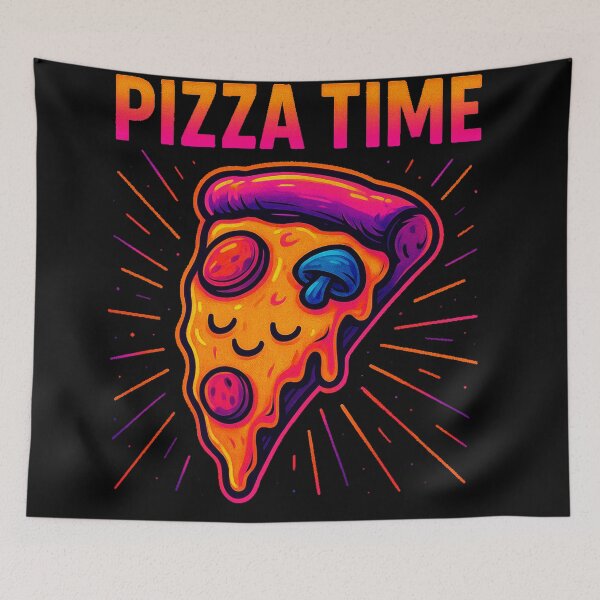 Item preview, Neon Pizza Slice – Cosmic Cheesy Vibes designed and sold by Qopta.