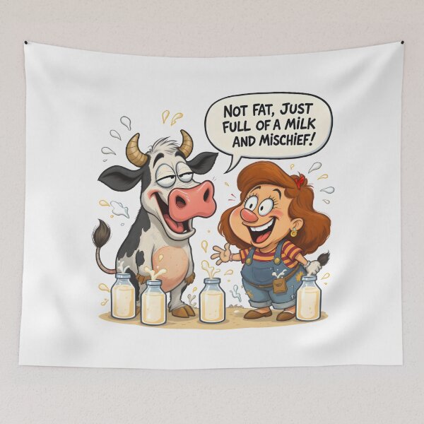 Item preview, funny art Not fat, just full of milk and mischief designed and sold by Uglyandcute.