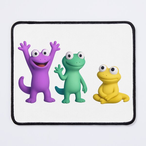 Item preview, Cute Cartoon Lizard Trio – Purple, Green, and Yellow Characters designed and sold by FunnySignalStudio.