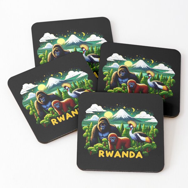 Item preview, Rwanda Wildlife – Mountain Gorilla, Golden Monkey and Crowned Crane designed and sold by Myra365Art.