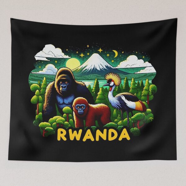 Item preview, Rwanda Wildlife – Mountain Gorilla, Golden Monkey and Crowned Crane  designed and sold by Myra365Art.