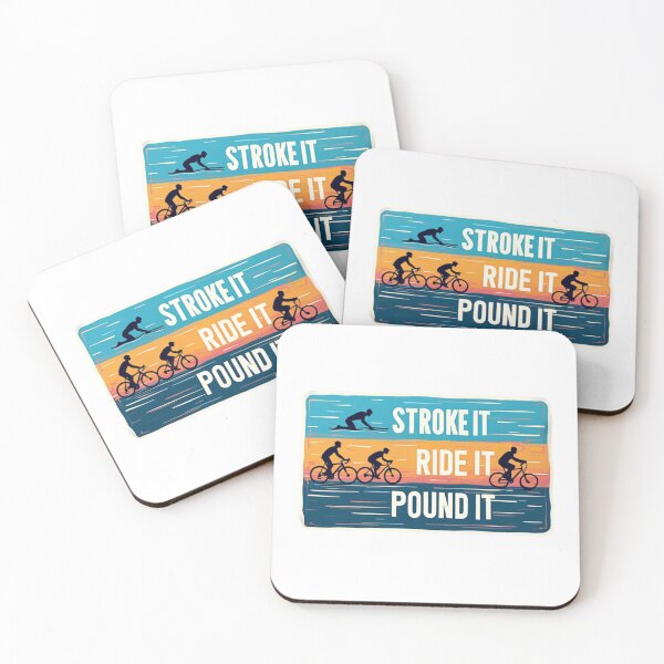Item preview, Stroke It Ride It Pound It | Funny Triathlon Motivation Sticker designed and sold by Triathlongram.