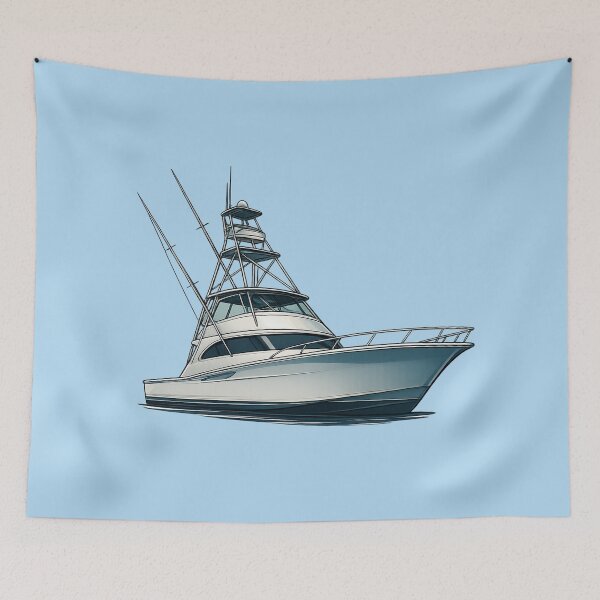 Item preview, Detailed Offshore Sportfisher Yacht Illustration designed and sold by NoRestDesigns.