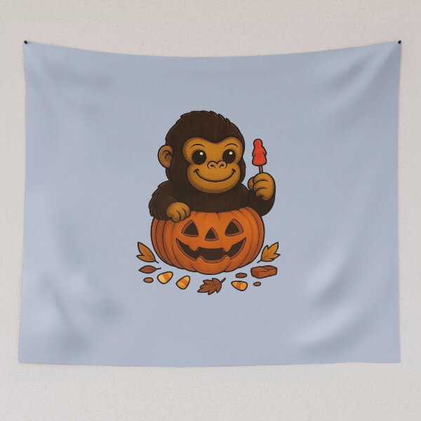 Item preview, Baby King Kong in a Carved Pumpkin with a Lady Lollipop designed and sold by AnotherFemaleHuman.