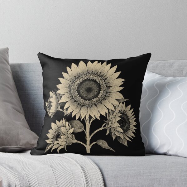 Aperçu de l'œuvre Tournesol monochrome vieilli de style vintage noir et blanc créée et vendue par TackyTime.