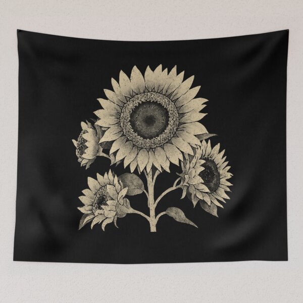 Aperçu de l'œuvre Tournesol monochrome vieilli de style vintage noir et blanc créée et vendue par TackyTime.