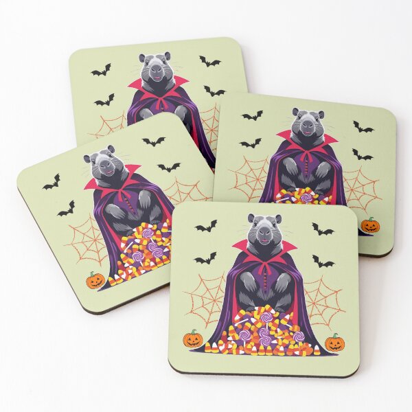 Item preview, Capybara Vampire Halloween – Cute Spooky Animal with Candy & Pumpkins designed and sold by Coaster Culture Industries.