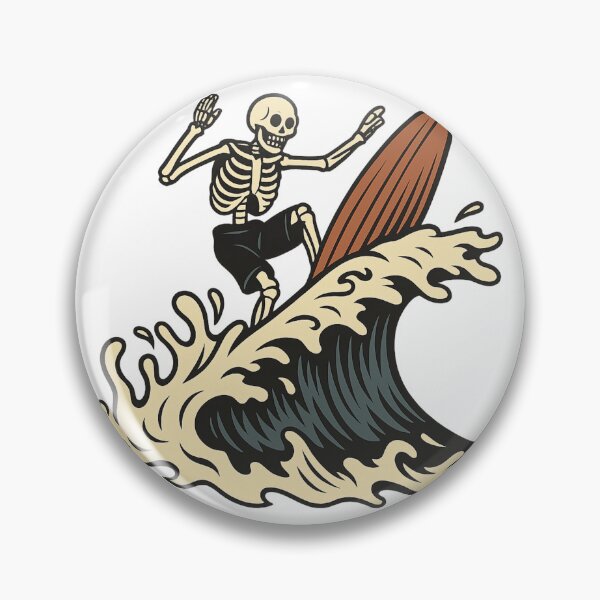 Item preview, Skeleton Surfer Riding the Wave – Retro Surf Art designed and sold by haitrieuic96.