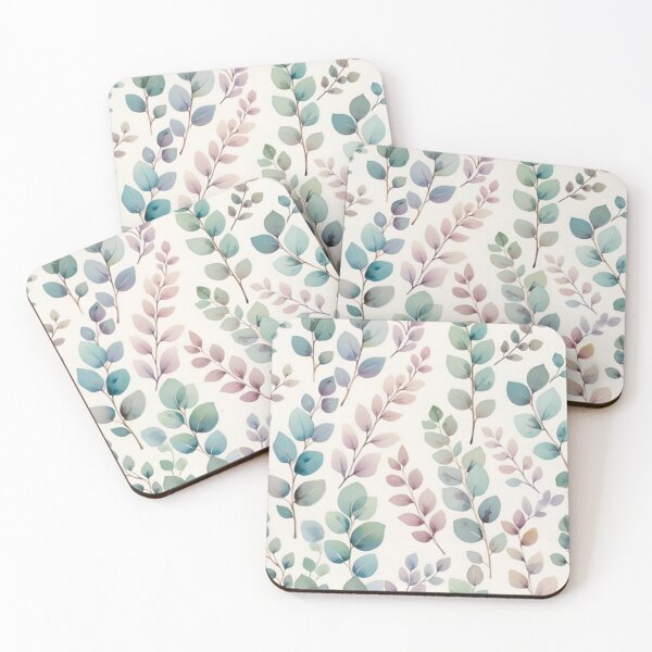 Item preview, Soft Pastel Colored Eucalyptus Leaves Pattern designed and sold by SeaStarAlex.
