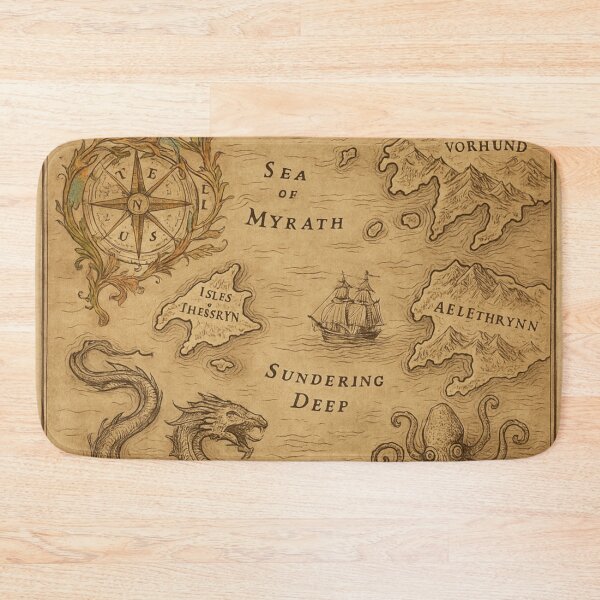 Item preview, The Lost Seas of Eldralore • Antique Fantasy Map of Mythical Oceans, Sea Monsters & Ancient Sailing Ships designed and sold by fairmaiden7.