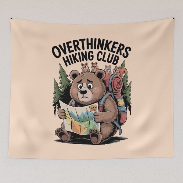 Item preview, Overthinkers Hiking Club - bear graphic designed and sold by shokA Design.