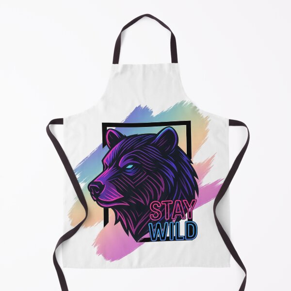Item preview, Cabeza de oso de neón Stay Wild – Diseño retro de synthwave designed and sold by SilentMaple.