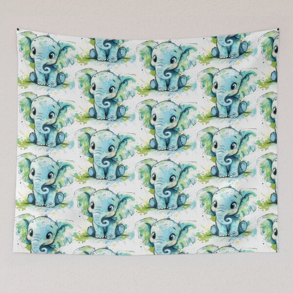 Item preview, Handrawn of little playful pachyderm baby elephant drawing designed and sold by NivyasArtistry.