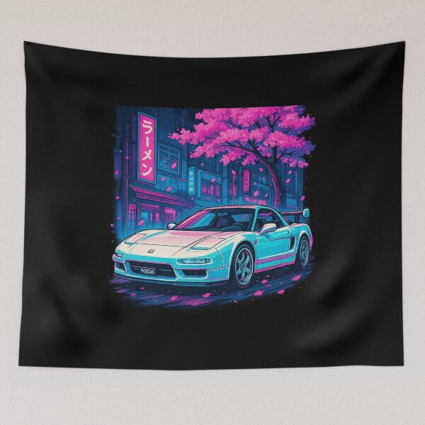 Item preview, Classic Honda NSX on a Japanese street at night designed and sold by Ahau Designs.