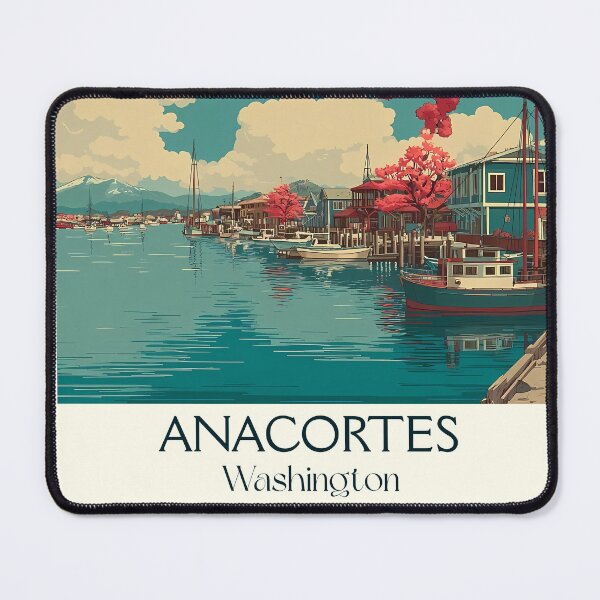 Item preview, Anacortes Washington Vintage Travel Poster | Salish Sea Art designed and sold by TuncGK.