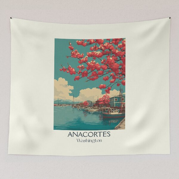 Item preview, Anacortes Washington Vintage Travel Poster | Salish Sea Art designed and sold by TuncGK.