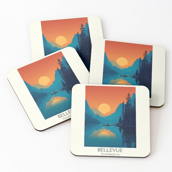 Item preview, Bellevue Washington Vintage Travel Poster | Minimalist Lake Art designed and sold by TuncGK.