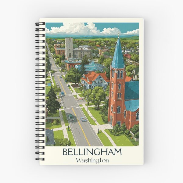 Item preview, Bellingham Washington Vintage Travel Poster | Historic Downtown Art designed and sold by TuncGK.