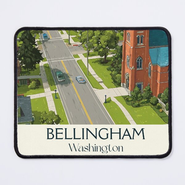 Item preview, Bellingham Washington Vintage Travel Poster | Historic Downtown Art designed and sold by TuncGK.