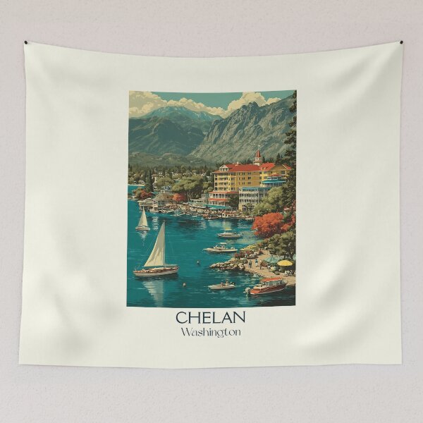 Item preview, Chelan Washington Vintage Travel Poster | Lake Life Art designed and sold by TuncGK.
