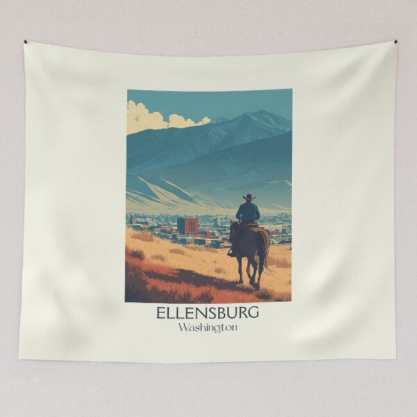 Item preview, Ellensburg Washington Vintage Travel Poster | Western Rodeo Art designed and sold by TuncGK.
