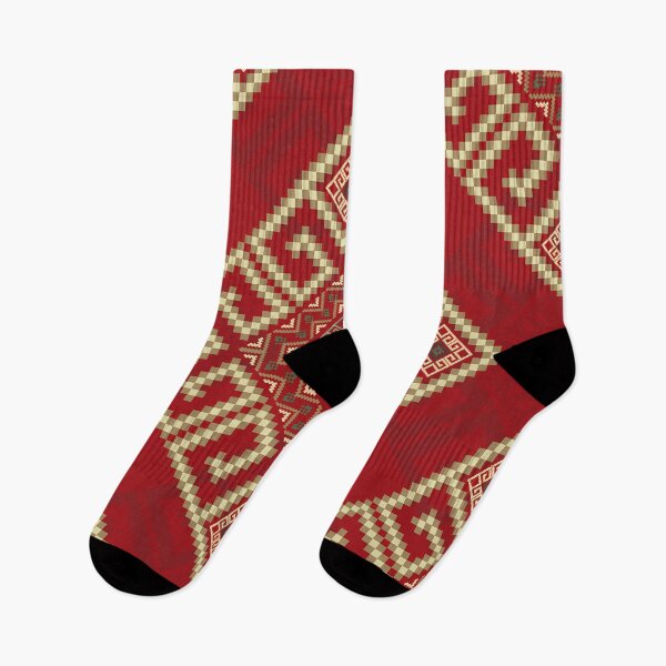 Item preview, Red & Gold Pixel Ethnic Pattern designed and sold by Khwanchai.