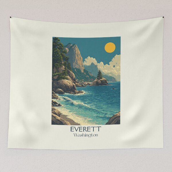 Item preview, Everett Washington Vintage Travel Poster | Puget Sound Coastline designed and sold by TuncGK.