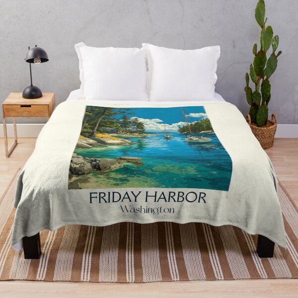 Item preview, Friday Harbor Washington Vintage Travel Poster | San Juan Islands Art designed and sold by TuncGK.