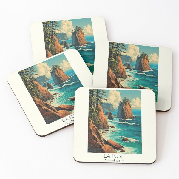 Item preview, La Push Washington Vintage Travel Poster | Olympic Coast Art designed and sold by TuncGK.