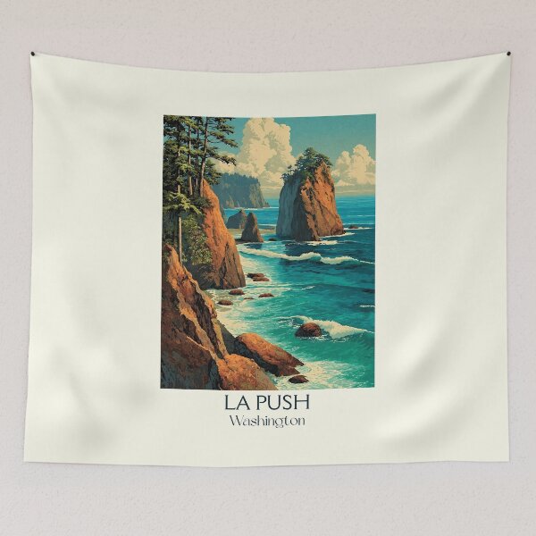 Item preview, La Push Washington Vintage Travel Poster | Olympic Coast Art designed and sold by TuncGK.